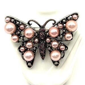 Elegant Pink Butterfly Brooch
